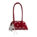 Rote Lackleder Umhängetasche mit weißen Punkten und Sternanhänger, modische Schultertasche. - Einzelne Tasche / Rot