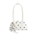 Chic Polka Dot Shell Shoulder Bag Patent Leather Underarm Handbag Daily Casual Women - White