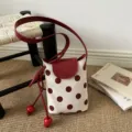 Sac à bandoulière en toile à pois tendance d'été sac de téléphone léger et décontracté - Rouge