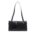 Black patent leather shoulder bag underarm bag stylish casual handbag for women daily use - Black