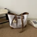 Stylish large capacity tote bag for women commuting, elegant PU leather shoulder bag. - Without Charms / Brown