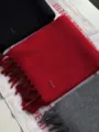 High quality solid color wool scarf with fringe detail, cozy winter warm fashion accessory. - Burgundy
