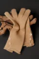 Mujer invierno punto guantes calientes elegante diseño botones grueso suave cómodo frío - W302PK / Camel