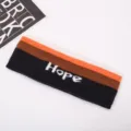 Knitted sports headband with three-color stripes and Hope lettering for yoga and fitness. - Black Gradient