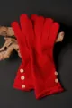 Guantes de punto cálidos de invierno para mujer con botones rojos protección contra frío - W302PK / Rojo