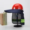 Bouwhelm zonnescheerm reflecterende nekbeschermer mesh zonneklep voor professionele werkers - Marineblauw