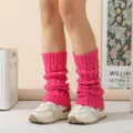Pink Stulpen Damen ZopfMuster Strick Beinstulpen Winter Warme Stiefel Socken Mode - Fuchsia