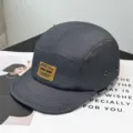 Schnelltrocknende 5-Panel Camp Cap kurze Krempe Baseballkappe für Damen Herren atmungsaktiv grau - Verstellbar / Dunkelgrau