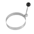 Stainless steel fried egg ring mold with handle for kitchen breakfast cooking tool - Round / S / Black