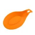 Silicone spoon rest kitchen utensil holder heat resistant orange mat for cooking tools - Orange
