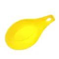 Yellow silicone spoon rest heat resistant kitchen utensil holder for cooking spoons and spatulas. - Yellow