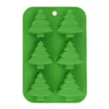Green silicone 6-cavity Christmas tree mold, flexible baking tool for DIY chocolate and cake. - 6-Cavity Christmas Tree / Green
