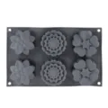 Grey 6-cavity silicone flower mold designed for baking, chocolate, soap and DIY crafts. - Nordic Gray