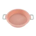 Tappetino in silicone per friggitrice ad aria rosa teglia da forno con due manici. - Rosa nordico con manico verde chiaro