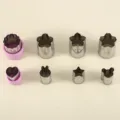 Set di stampi per biscotti in acciaio inossidabile, forme di animali e frutta per dolci. - 4 fiori grandi e 4 cartoni [Rosa viola] PVC