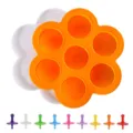 Silikon 7-Loch Babynahrung Box Eis am Stiel Form DIY Eiscreme Schale mit bunten Stäbchen - 9-farbige Eis am Stiel + orangefarbene Basis (ohne Deckel)