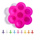 Silikon 7-Loch Eis am Stil Form und Babynahrung Aufbewahrungsbox mit bunten Stiften. - 9-Farben-Eisformen mit rosenrotem Sockel (ohne Deckel)