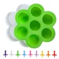 Stampi per ghiaccioli in silicone a 7 fori colorati, scatola pappa bimbi con bastoncini. - Stampi per ghiaccioli a 9 colori con base verde (senza coperchi)