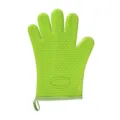 Guanto da forno in silicone verde con motivo a cuore, resistente al calore per cucina. - Pezzo Singolo / Verde Corto