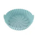 Silicone round air fryer baking pan liner with handles, high temperature resistant oven tray. - Nordic Blue