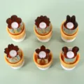 Stainless steel fruit vegetable cutter set 6pcs, yellow handle cute shapes for baking cookies - Style B: Rabbit, Bear, Plum Blossom, Cherry Blossom, Chrysanthemum, Maple Leaf / Pink