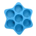 Lebensmittelechte Silikon Backform 7 Loch runde Kuchenform Backwerkzeug für den Ofen - Blau