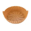 Brown silicone air fryer liner round baking pan heat resistant kitchen accessory tool - Turmeric