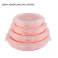 Collapsible silicone lunch box set, portable travel food storage containers in pink. - 4-Piece Set 350/500/800/1200mL / Blue