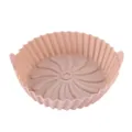 Silicone round air fryer basket baking tray heat resistant cake mold for home oven - Nordic Pink