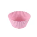 Pink silicone baking mold muffin cup for homemade cakes, puddings, and creative pastries. - Pink