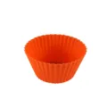 Orange silicone baking cup round mold for muffins cupcakes and pudding desserts 1 pc - Orange