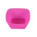 Pink square silicone baking cup, flexible muffin mold for DIY cake, jelly, and pudding treats. - Square / 7x7x3cm 9g / Rose Red