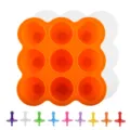 9-Löcher Silikon Baby-Fruchtbrei Aufbewahrungsbox Eiswürfelform mit Deckel und bunten Stäbchen. - Orange + Eis am Stiel Beutel (ohne Deckel)