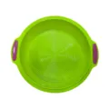 Moule à gâteau et pizza rond en silicone bicolore, antiadhésif et facile à nettoyer. - Vert avec poignée magenta