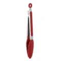 9 Inch Red Silicone Food Tongs Stainless Steel Kitchen BBQ Meat Serving Tongs - Red