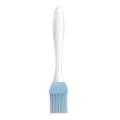 Small silicone pastry brush with white handle and blue head for baking and barbecue cooking. - Blue
