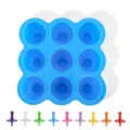 9-Loch Silikon Babynahrung Aufbewahrungsbox mit bunten Stielen und Deckel für Eis am Stiel. - Blau + Eis am Stiel Beutel (ohne Deckel)