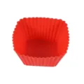 Molde de hornear de silicio cuadrado rojo taza de magdalena pastel DIY herramienta - Cuadrado / 7x7x3cm 9g / Rojo