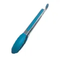 Blue silicone food tong stainless steel kitchen BBQ grilling tong cooking utensil 9 inch - Dark Blue