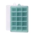 Cubitera de silicona de 15 rejillas con tapa transparente, molde cuadrado azul claro. - 15 compartimentos (con tapa) / Azul