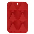 Red silicone Christmas tree cake mold 6 cavity DIY baking chocolate candy pan tool - 6-Cavity Christmas Tree / Red