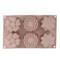 Silicone flower cake mold 6-cavity baking tray for DIY chocolate fondant jelly pastry - Nordic Pink