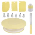 Kuchendekorations-Drehteller-Set mit Spritztüllen, Schabern und Spatel zum Backen. - Hellgelb (Rutschfest) in Farbbox