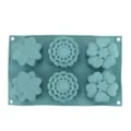 Silikon Blumen Kuchenform 6er Set Backwerkzeug fuer Schokolade Gelee Mondkuchen DIY. - Nordisches Blau