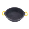 Teglia Rotonda in Silicone Grigio Scuro per Friggitrice ad Aria con Manici Gialli - Grigio con manico giallo