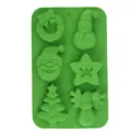 Green 6-cavity Christmas silicone mold for DIY baking, cake, chocolate, and biscuit. - 6-Cavity Christmas Elements / Green