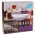 Kuchen Dekorationswerkzeug Set mit Drehteller, Spateln und Spritzbeutel Tüllen. - 106B-teiliges Set / Weiß
