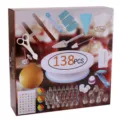 138tlg Torten Dekorieren Drehteller Set Backen Werkzeug Teigschaber Spritztueten - 138-teiliges Set / Weiß