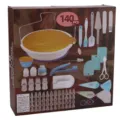140-teiliges Kuchen-Dekorierset mit Drehscheibe, Spateln und Tüllen zum Backen. - 140er Set / Weiß