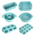 Set di stampi da forno in silicone pane torta muffin 6 pezzi utensile da cucina sfondo bianco - Blu Nordico